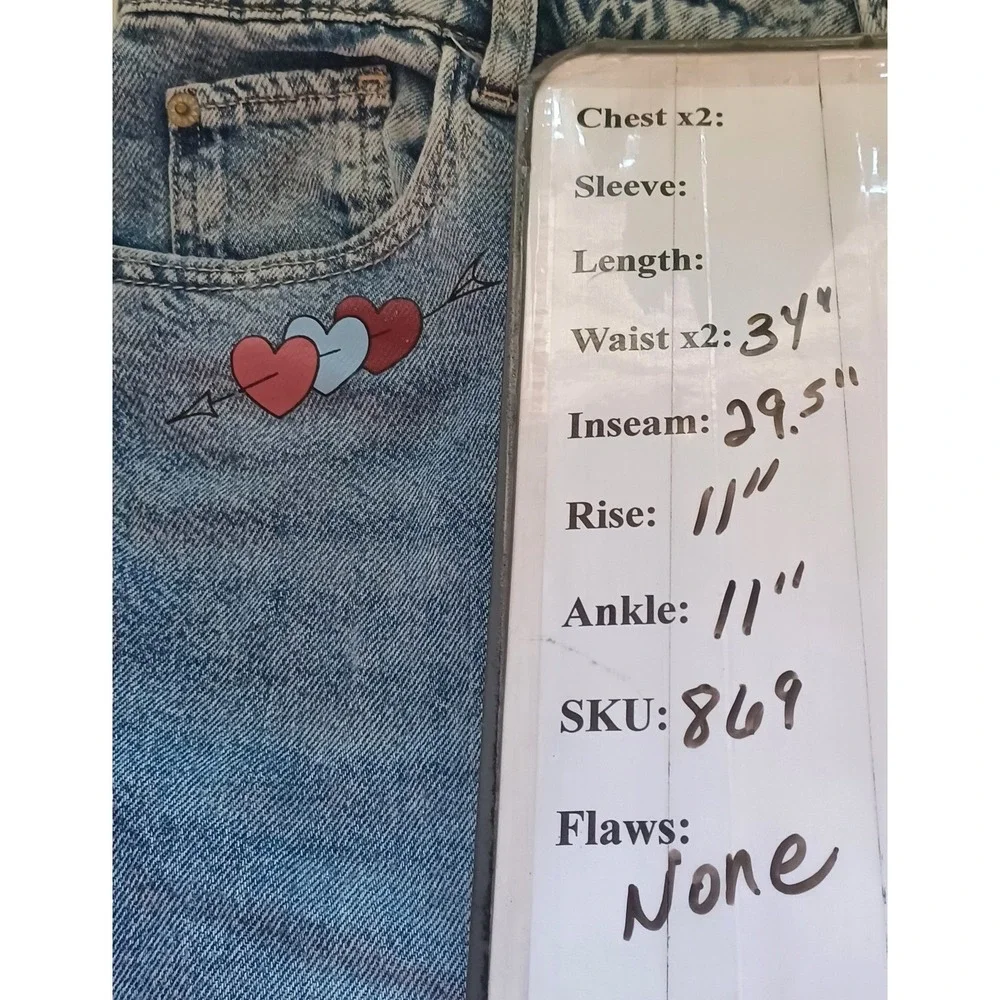 Thereabouts High Rise Baggy Jeans 20.5 Plus Hearts Stars Graphic Y2K Inspired‎